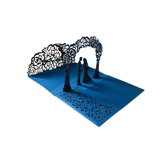 3D Hochzeitskarte – Liebe unter dem Rosenbogen