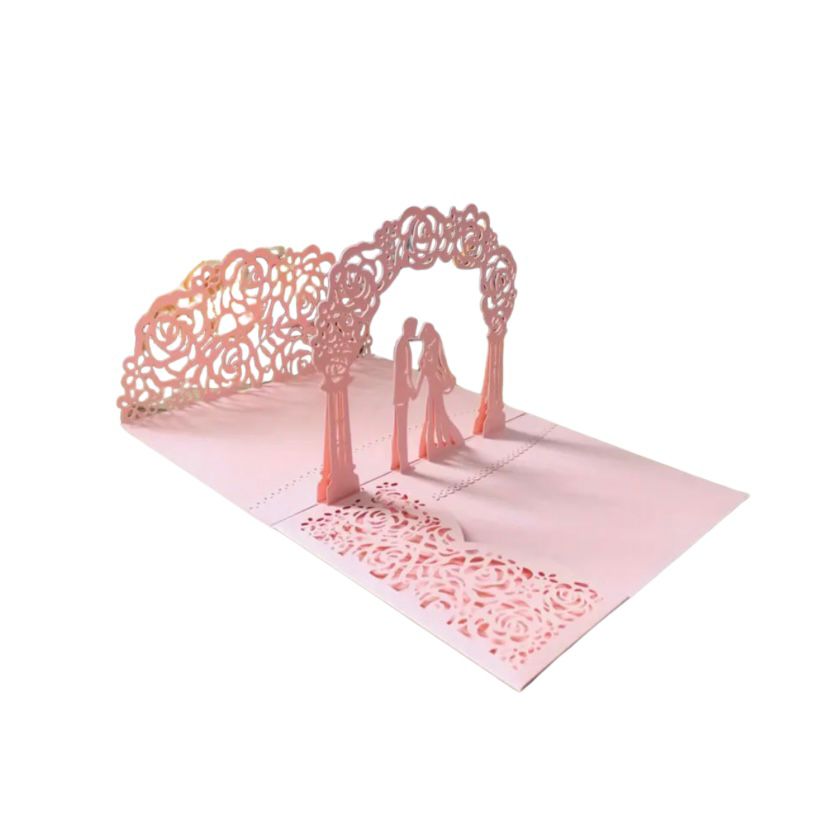 3D Hochzeitskarte – Liebe unter dem Rosenbogen