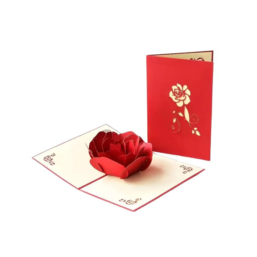 3D LOVE Karte mit Rose – Romantik zum Aufklappen